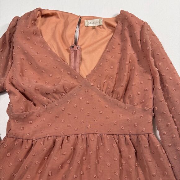 Altard State Dress Womens Small Rose Swiss Dot Cottage Ruffle Zip Up Flowy Gauzy - Picture 4 of 14